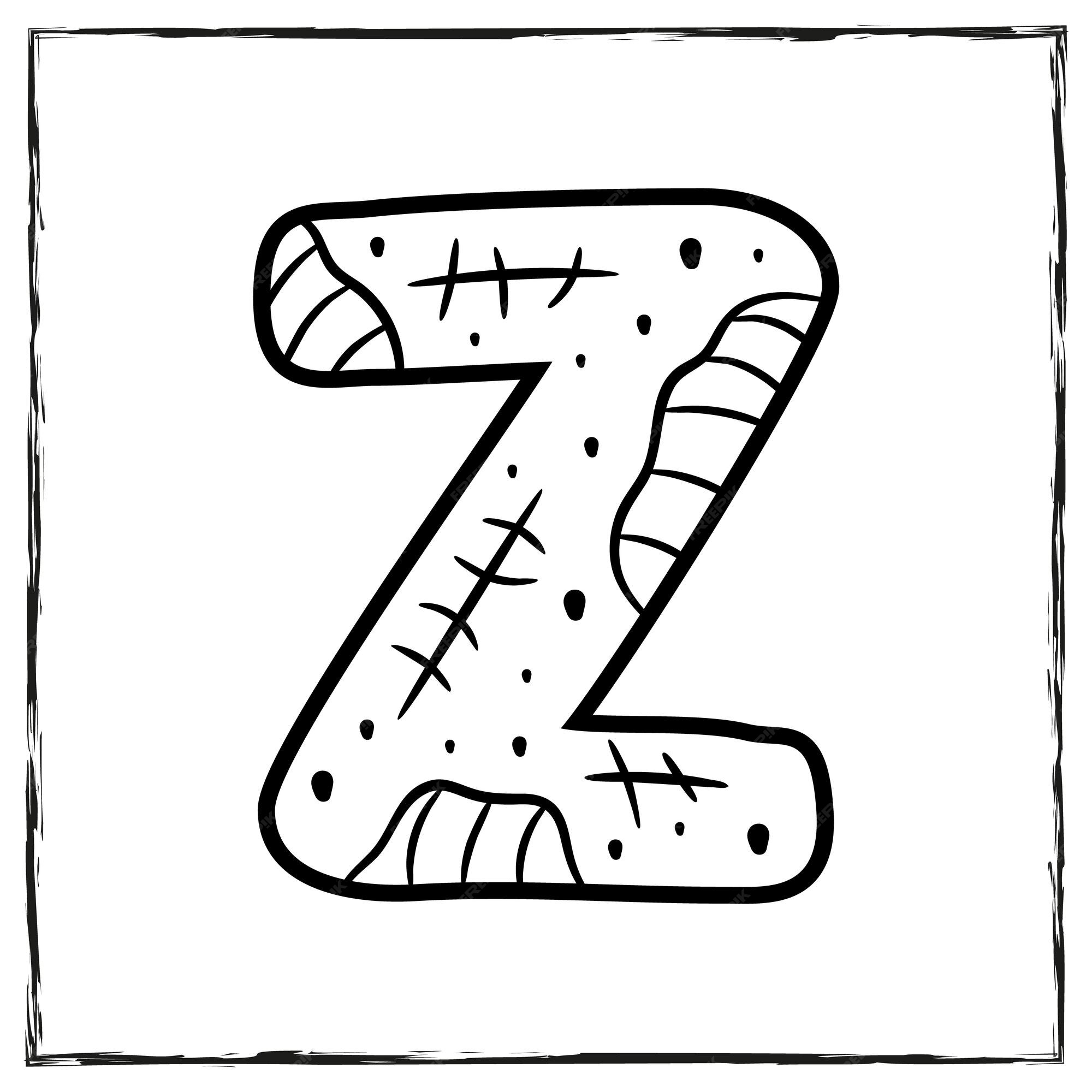 Premium vector halloween english alphabet letter z zombie sketch theme for coloring
