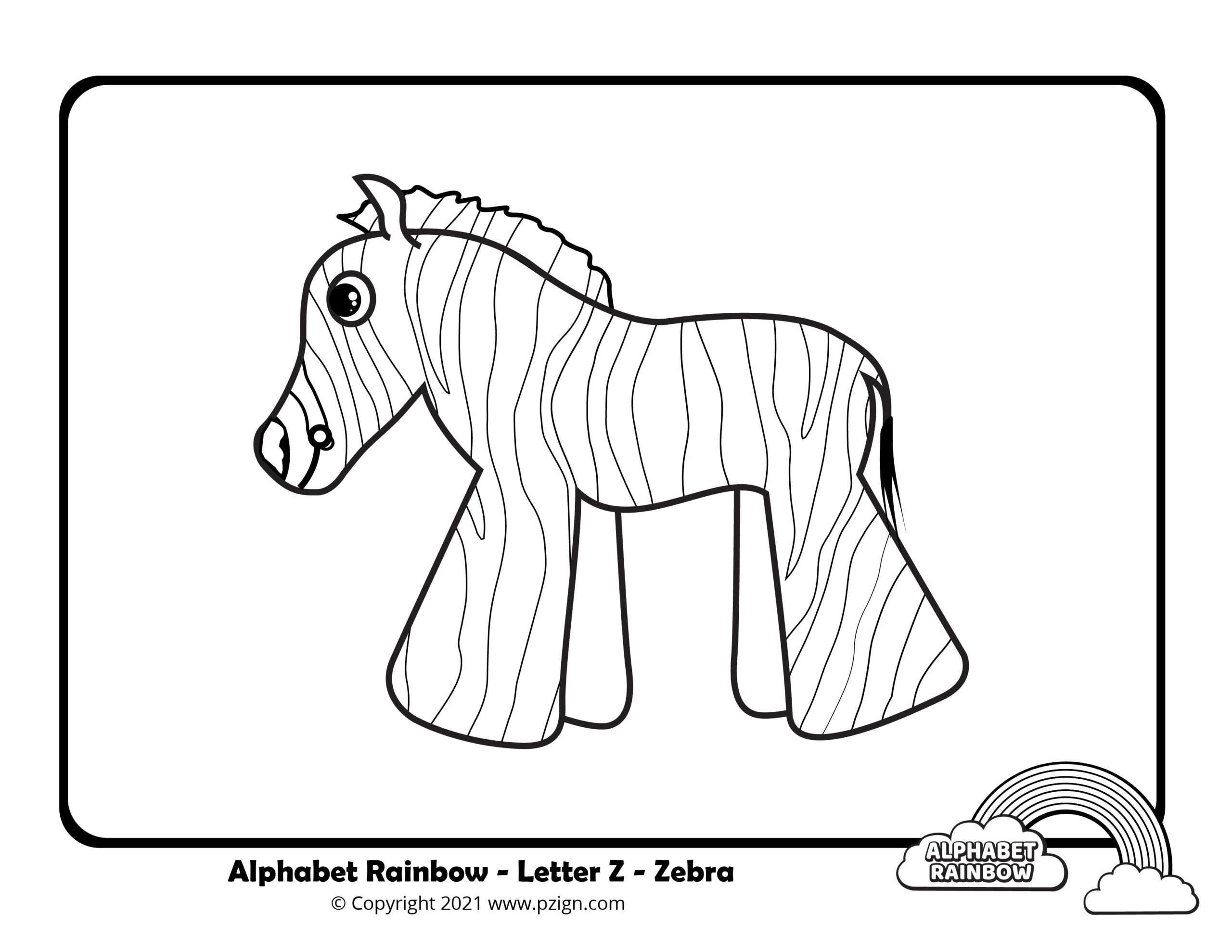 Alphabet rainbow â letter z coloring pages