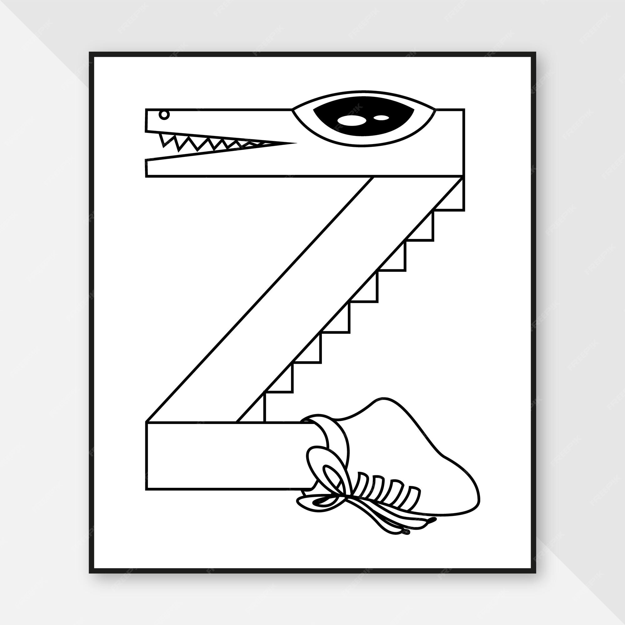 Premium vector monster alphabet coloring page letter z