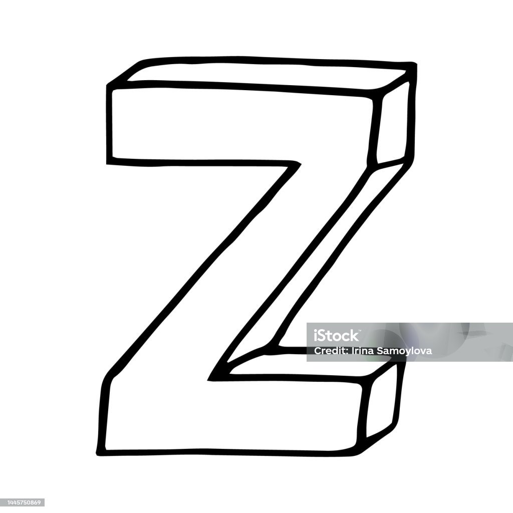 Letter z hand drawn in doodle style stock illustration