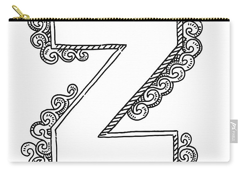 Monogram letter z swirl pattern drawing zip pouch by frank ramspott