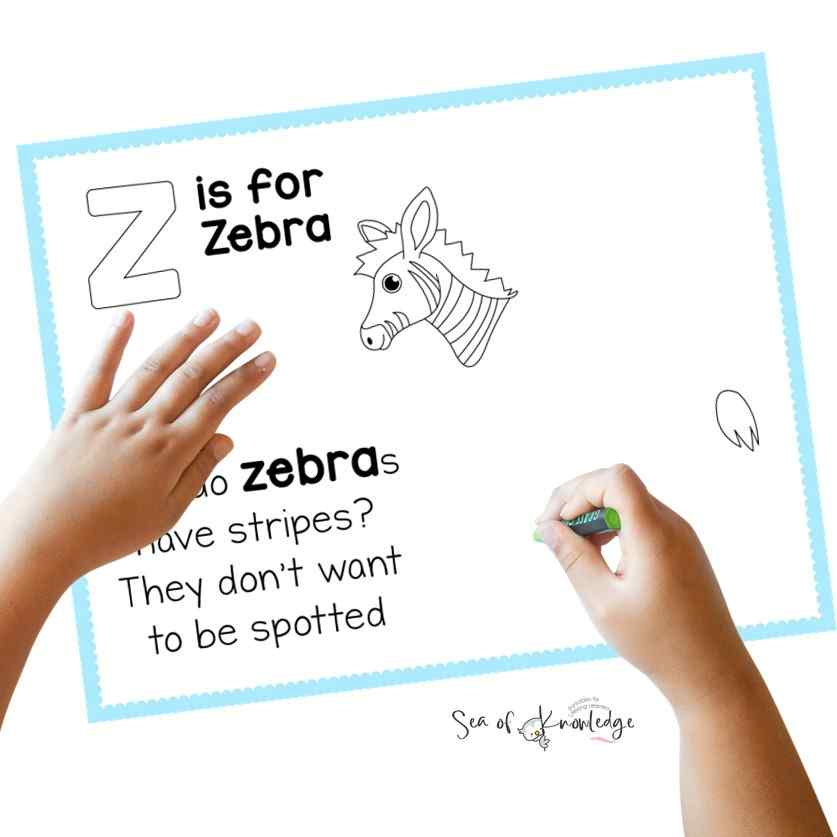 Handprint letter z printable activity template
