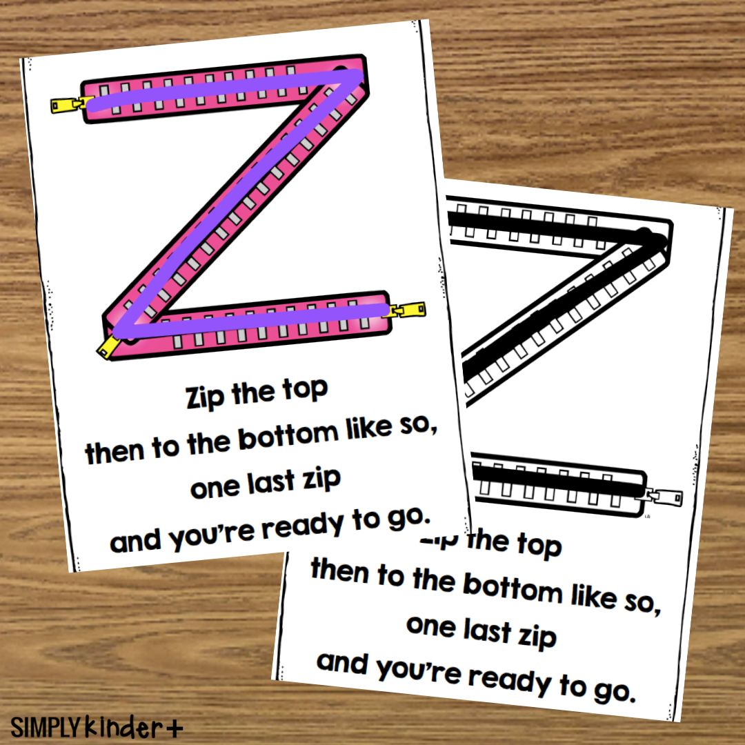 Lowercase letter z alphabet poem