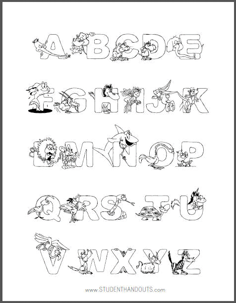 Animal abcs coloring book