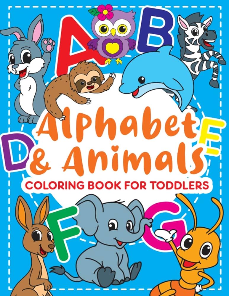Alphabet animals coloring book for toddlers cute coloring pages for kids with letters and animals fun activity book to practice alphabet and animals perfect for kindergarten preschool and school world amai