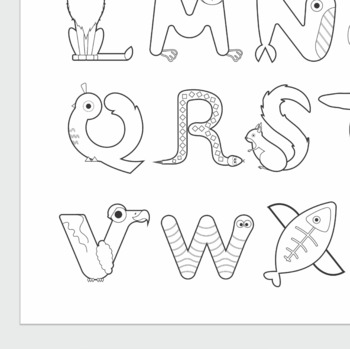 Alphabet animals coloring page by days with design tpt