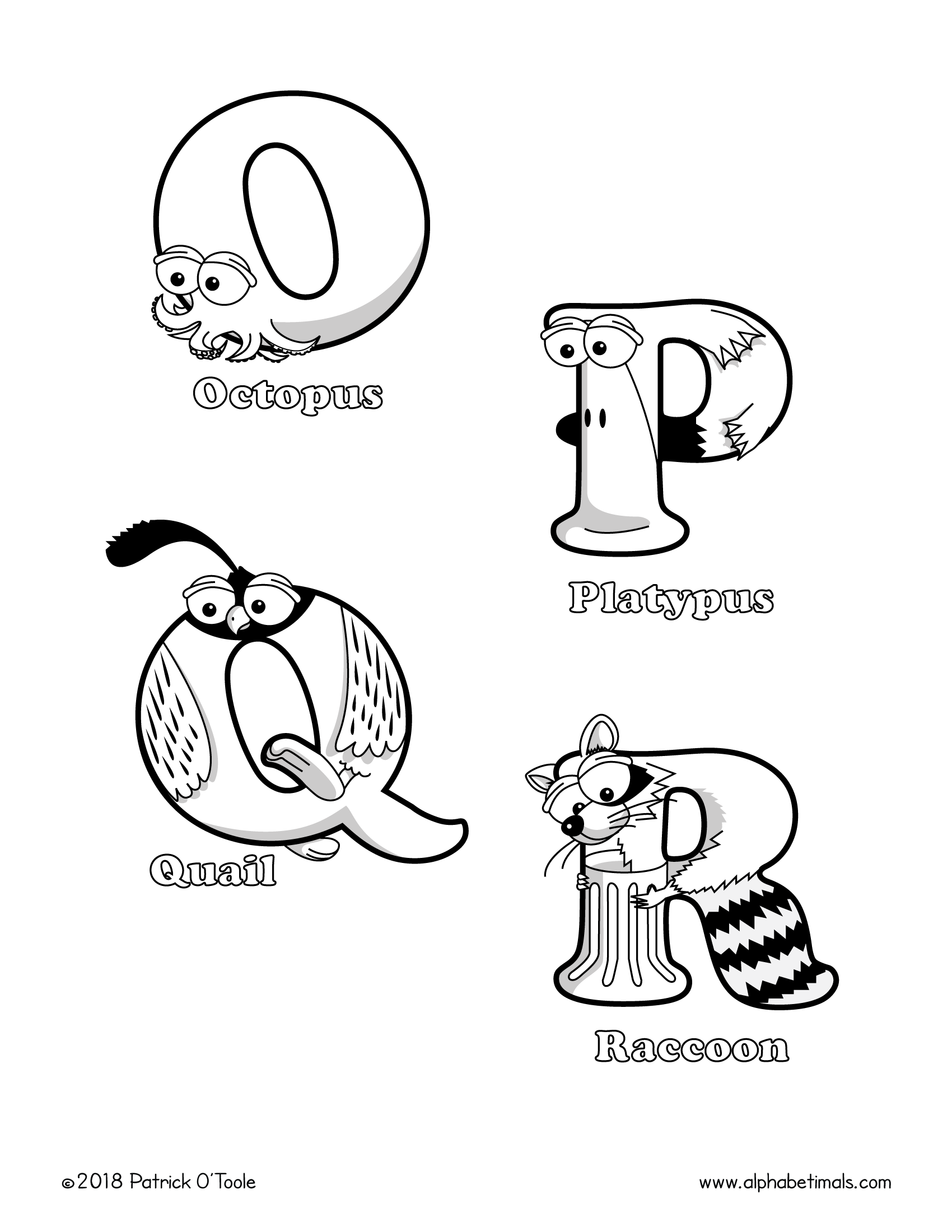 Printable coloring pages uppercase letters animals