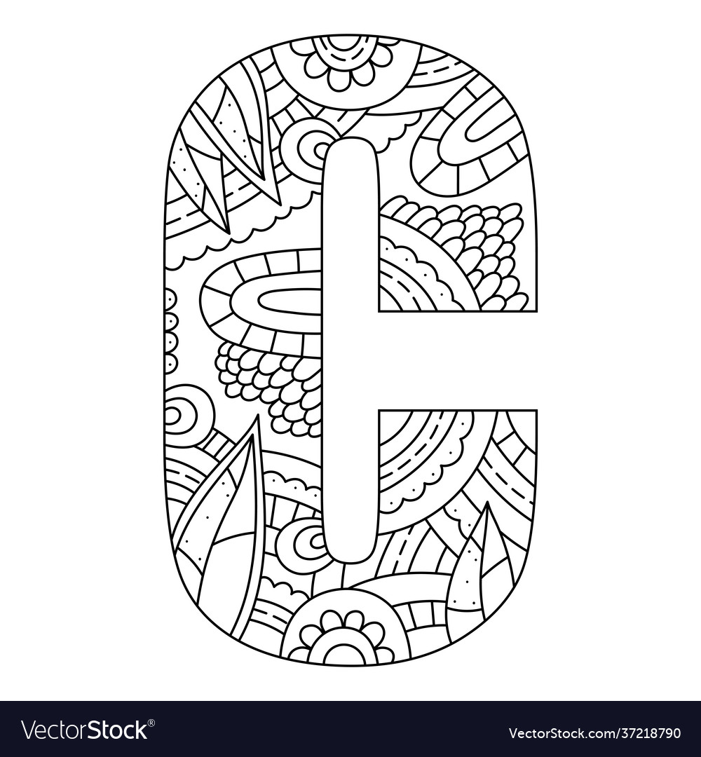 Alphabet coloring page capital letter royalty free vector