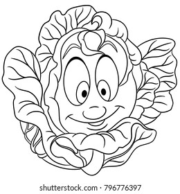 Coloring page coloring book cartoon cabbage stock vector royalty free