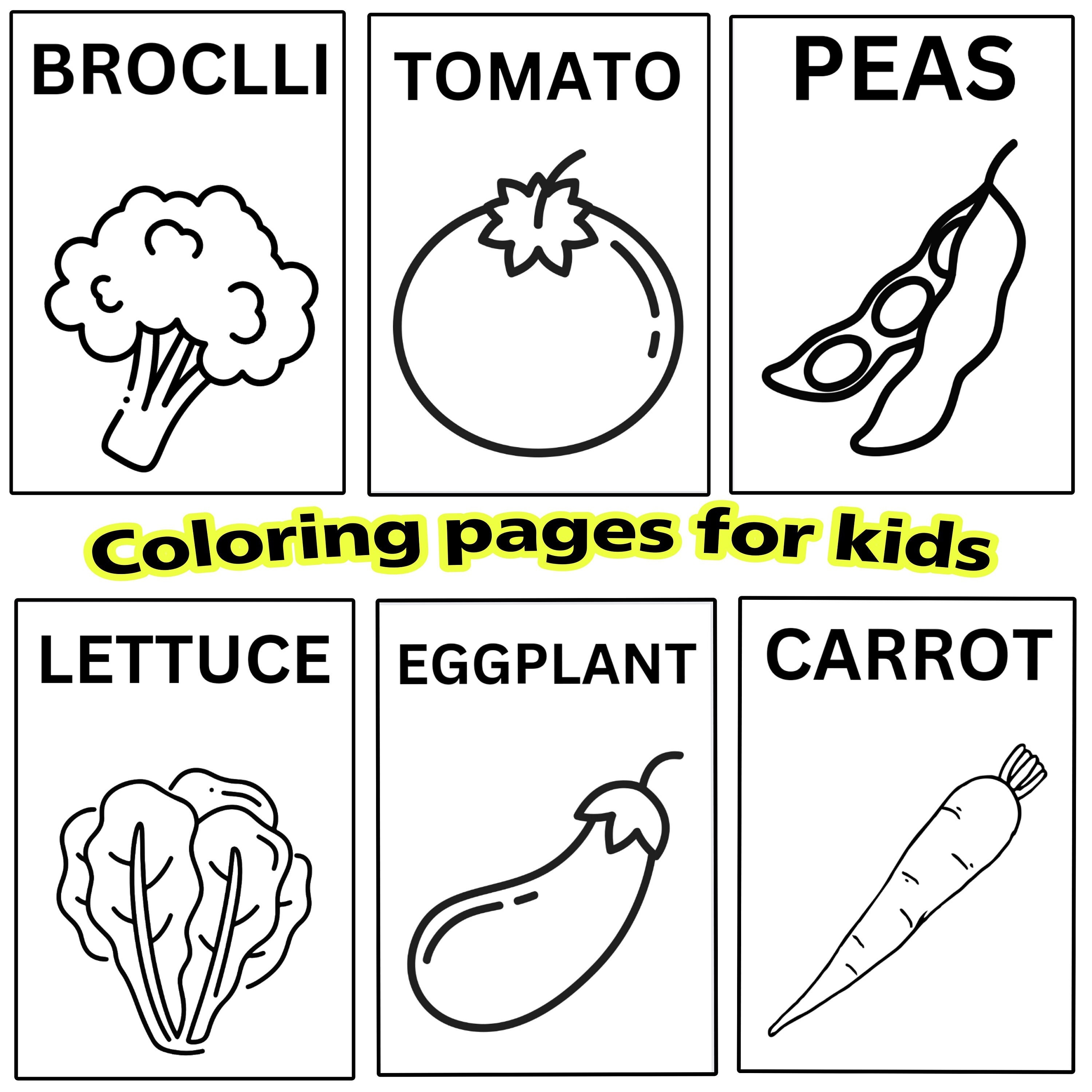 Vegetable coloring pages best for kids preschool and toddlers digital printable coloring pages