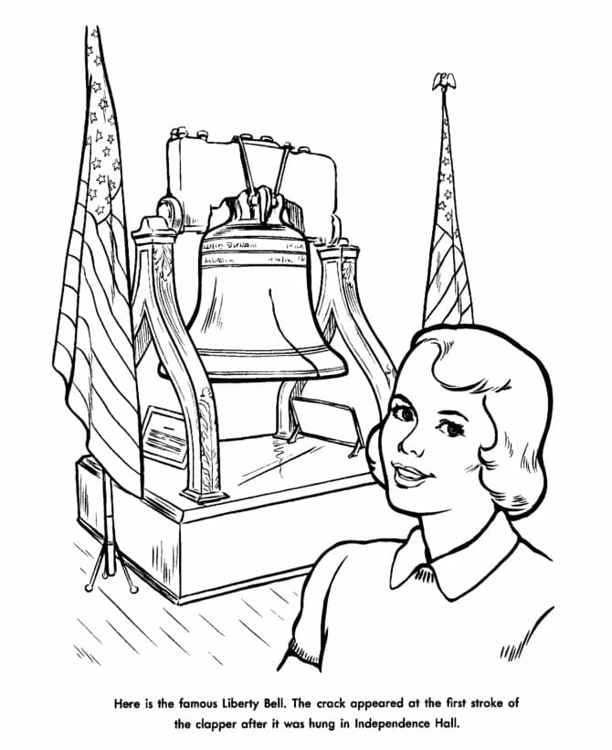 Liberty bell memorial day coloring page