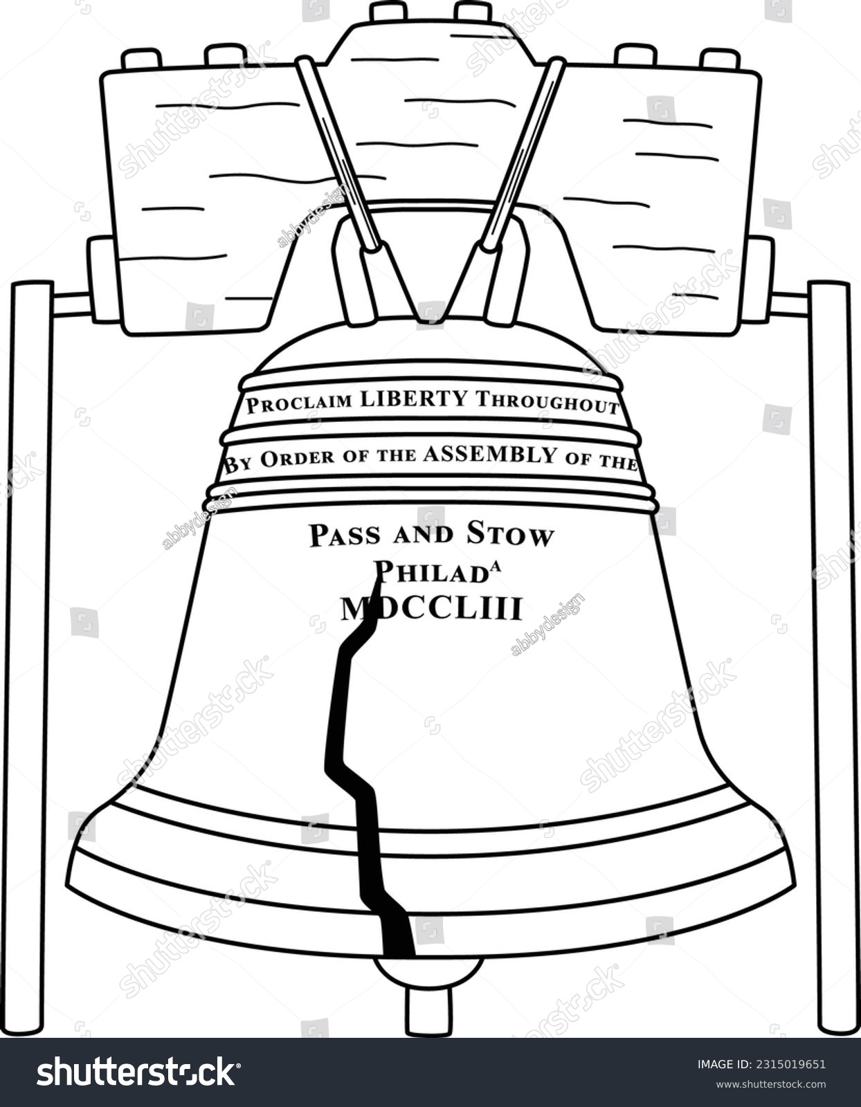 Th july liberty bell isolated coloring stock vector royalty free