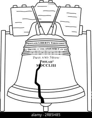 Th of july liberty bell coloring page for kids stock vector image art