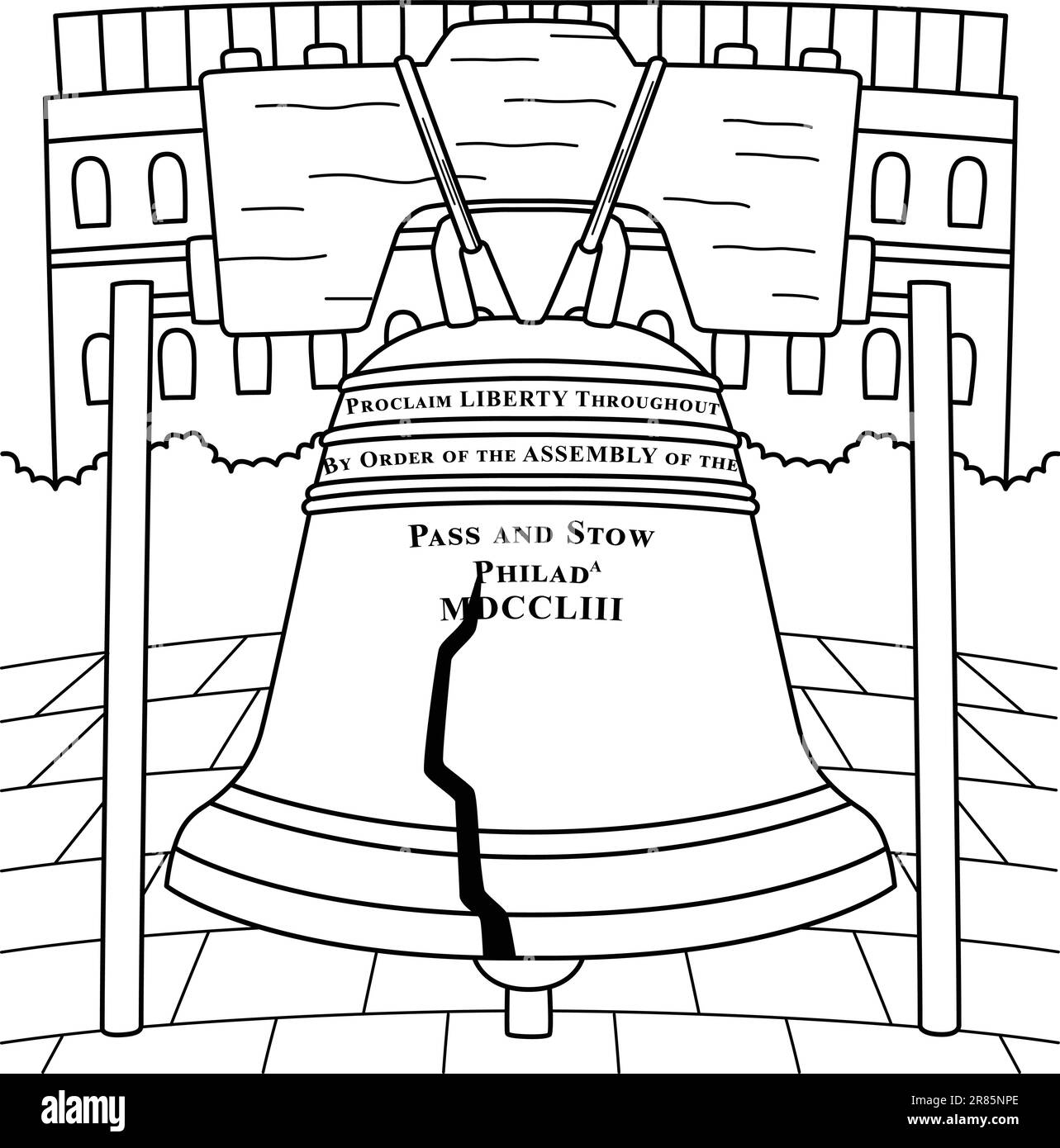 Th of july liberty bell coloring page for kids stock vector image art
