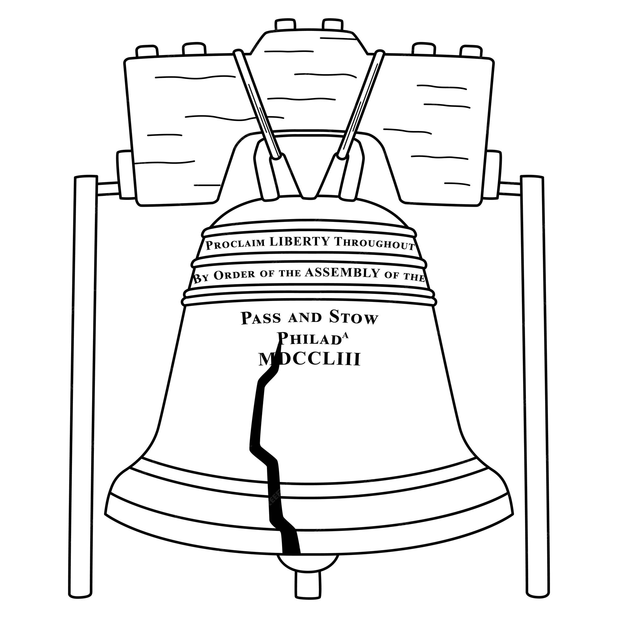 Premium vector th of july liberty bell isolated coloring page