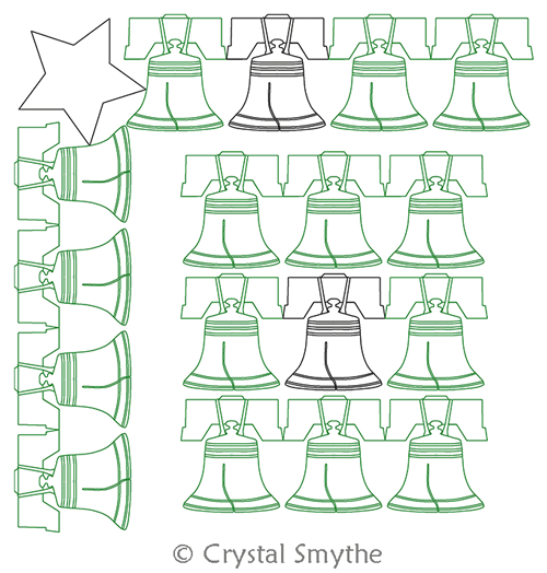 Liberty bell border with star corner crystal smythe digitized quilting designs