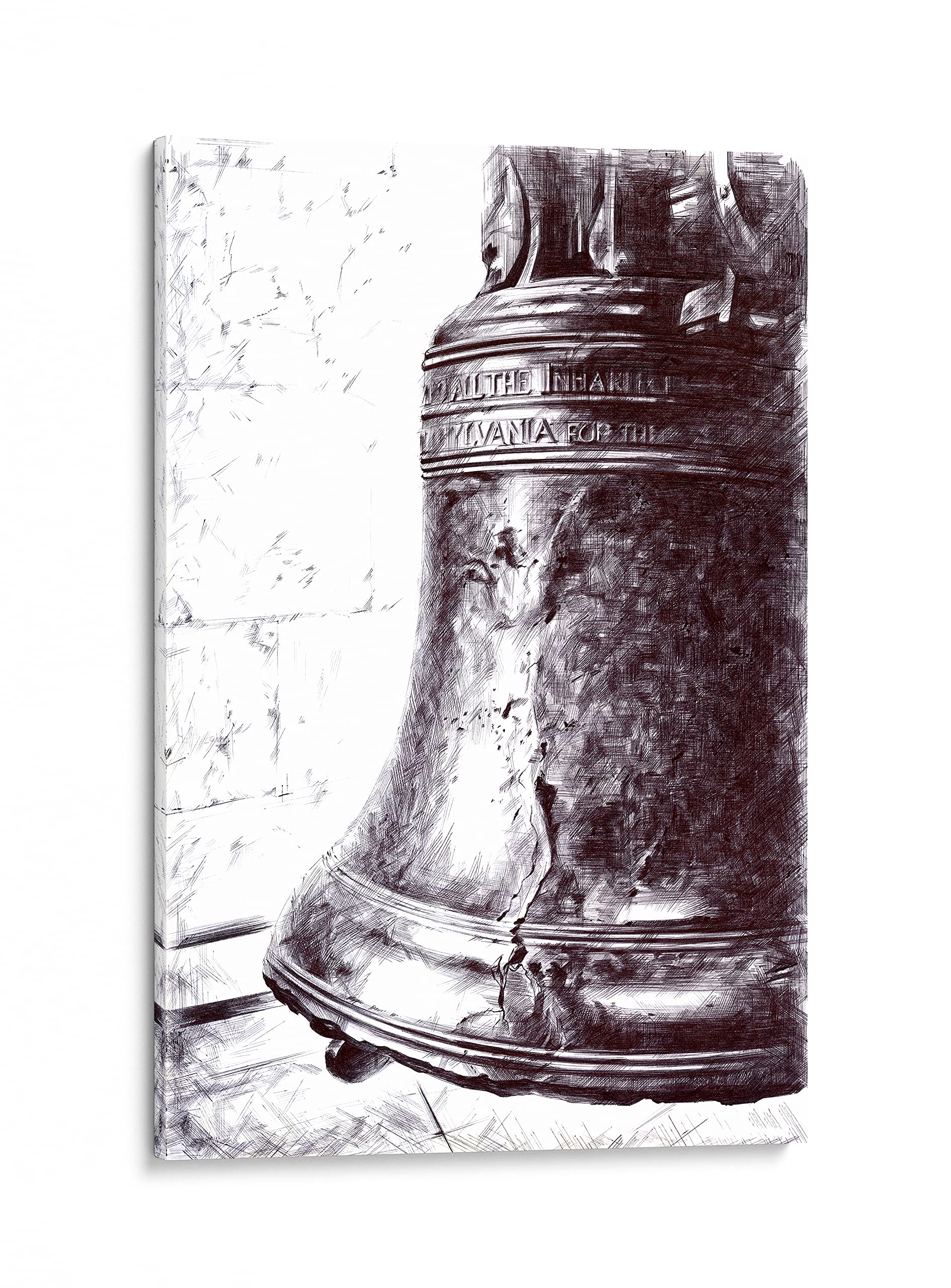 Intalence art unique liberty bell philadelphia black and white wall decor xin american symbol wall art premium print on canvas modern home and office picture decoration easy and ready to hang