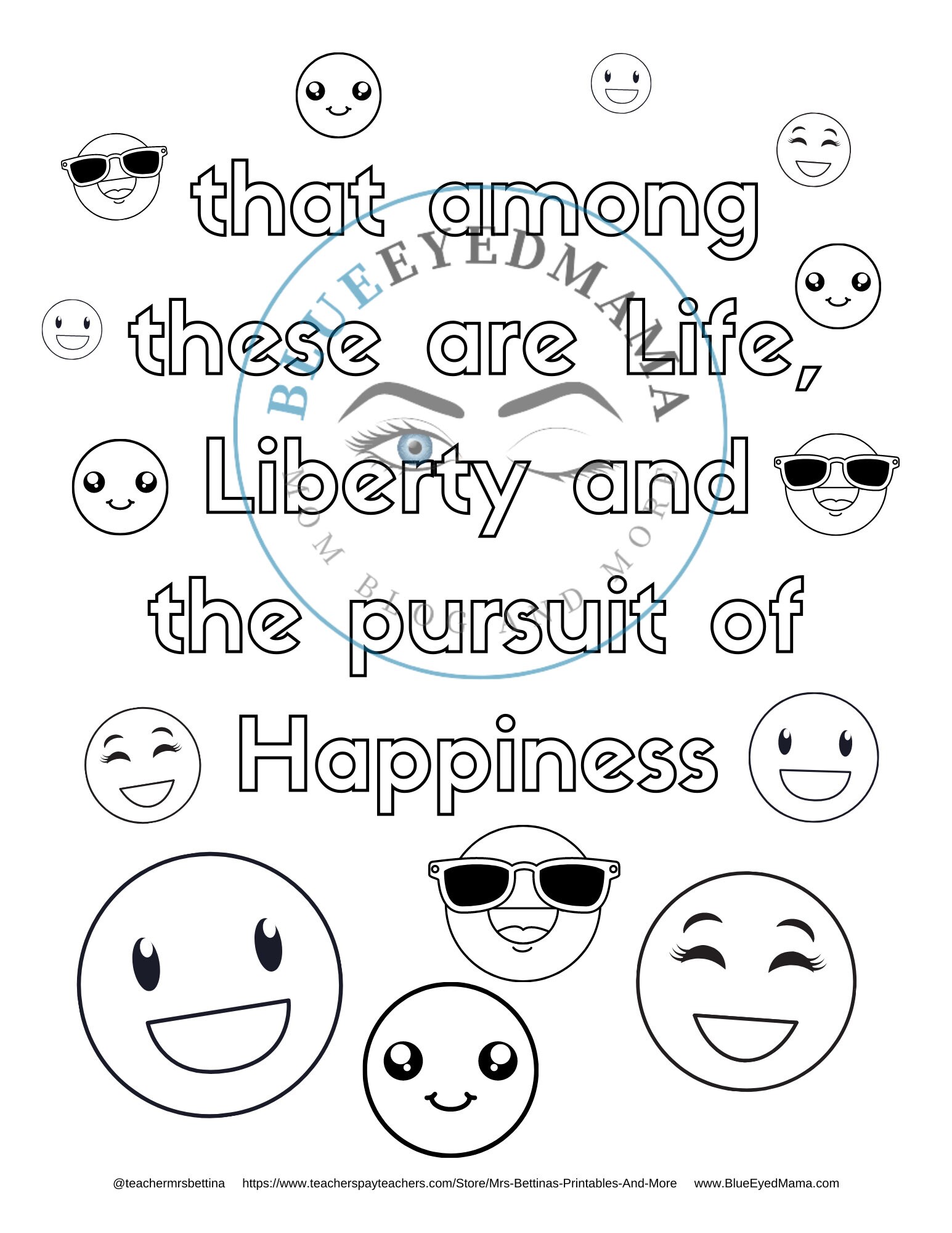 Declaration of independence coloring pages th of july printable instant download