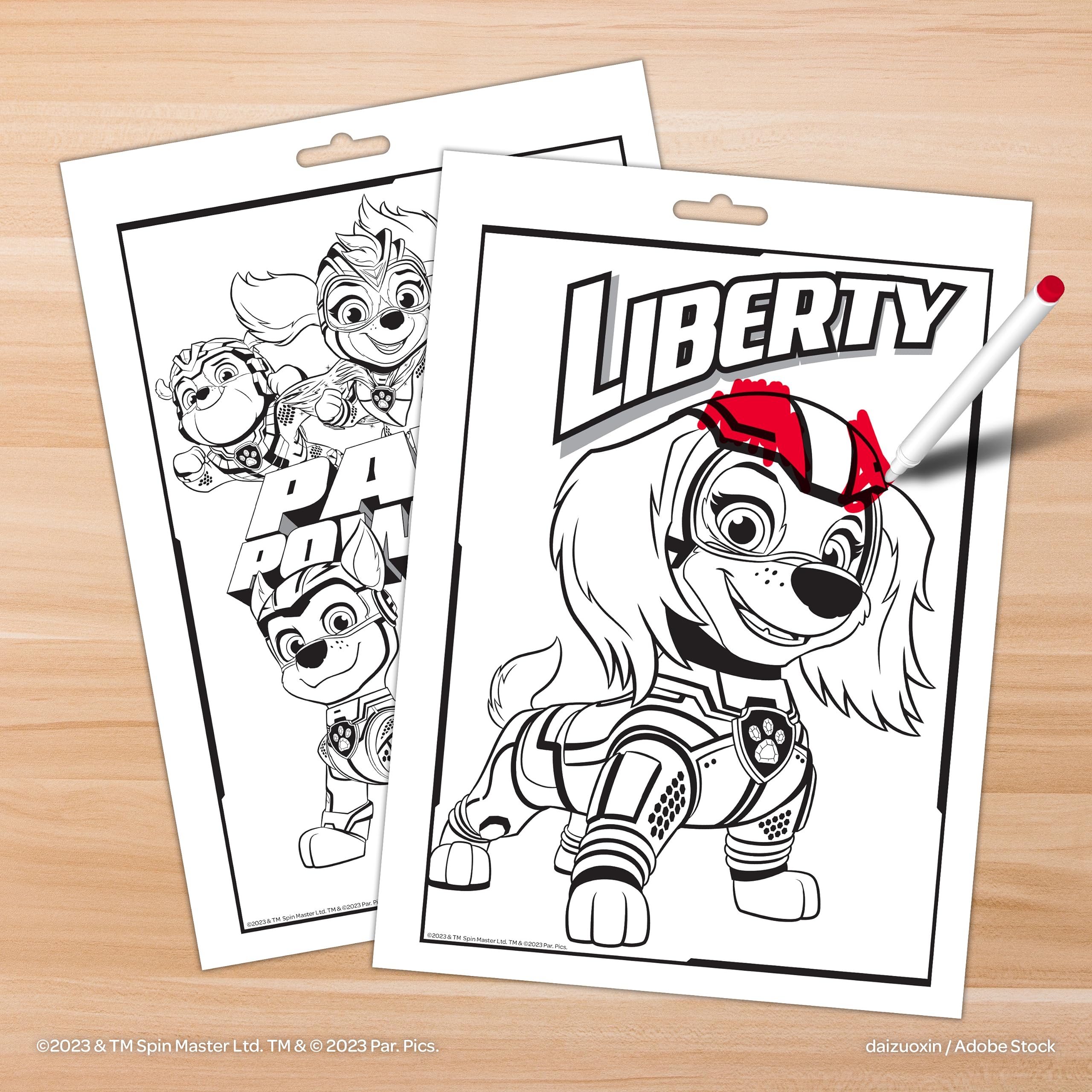 Paw patrol the mighty move page imagine ink coloring pad with mini mess free markers bendon toys games