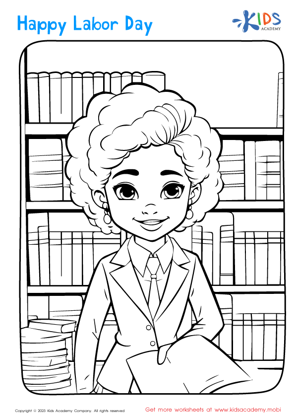Free labor day librarian coloring page