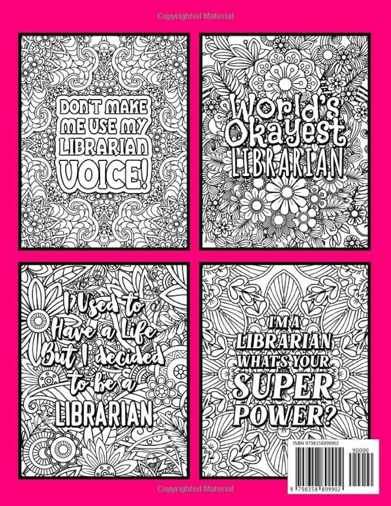 Librarian coloring book for adults a relatable funny librarian appreciation gift for women men to relieve stress press lehaiiba books