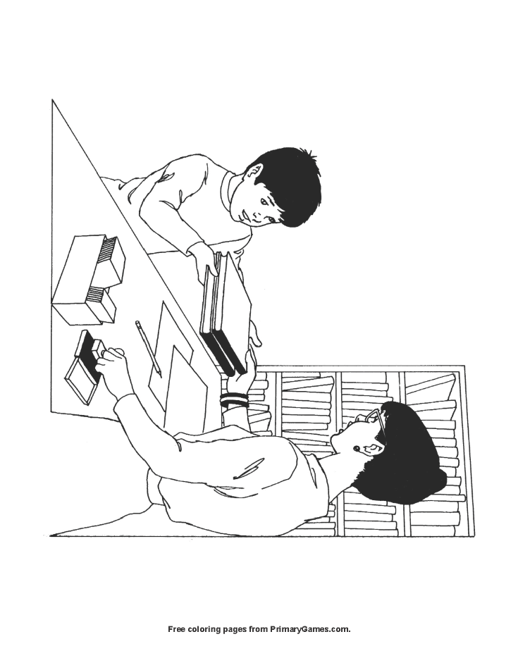 Librarian coloring page â free printable pdf from