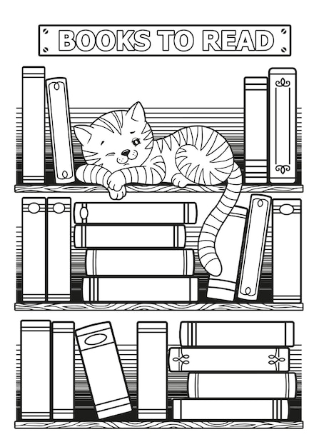 Coloring pages library vectors illustrations for free download