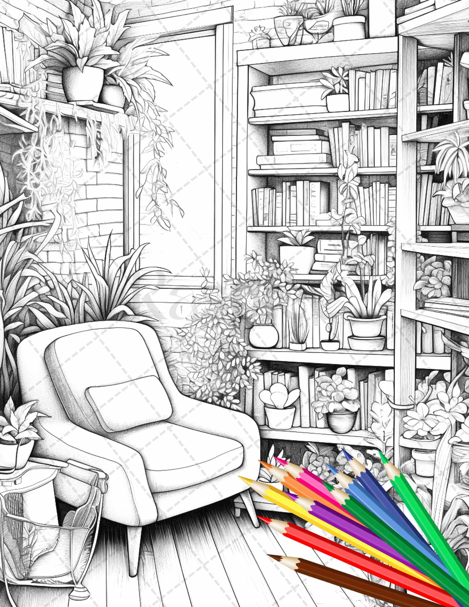 Indoor houseplants coloring pages printable for adults grayscale c â coloring