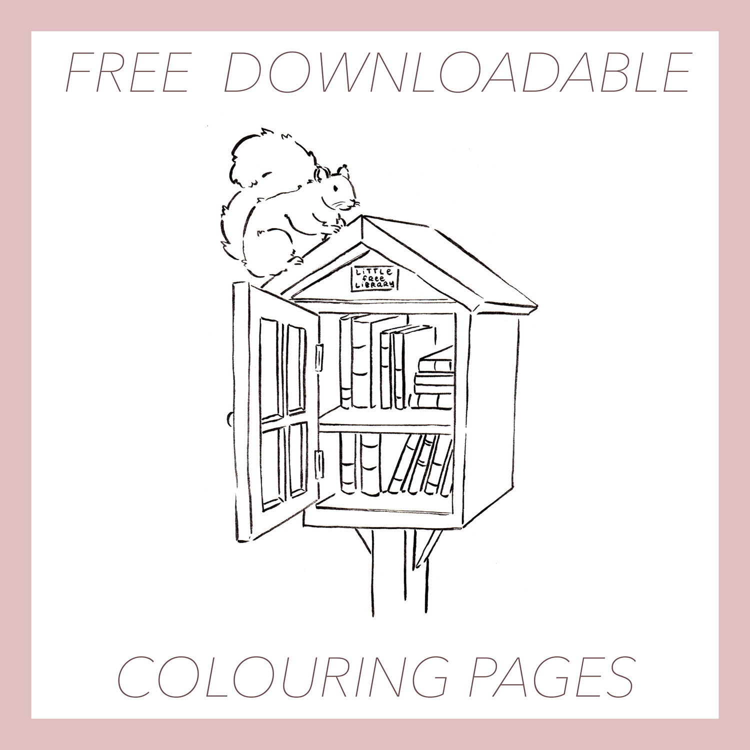 Free colouring page little free library â natalie czerwinski illustration