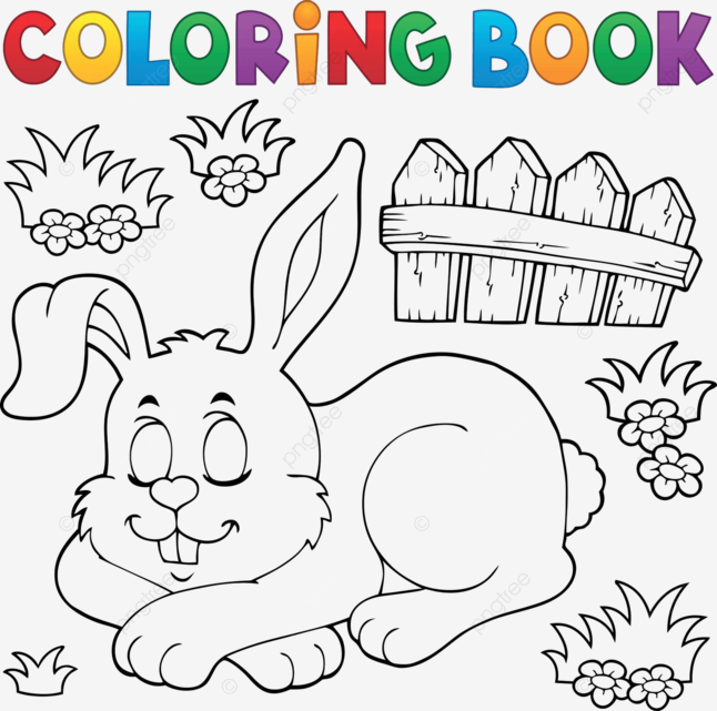 Libro para colorear conejito durmiendo tema jardãn de orejas para colorear vector png colorante oãdo jardãn png y vector para dcargar gratis