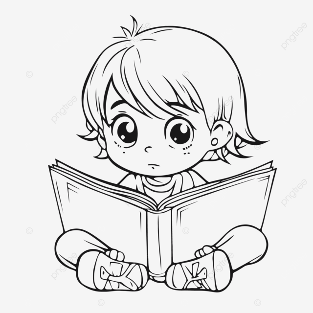 Dibujo de nião pequeão dibujos animados leyendo un libro para colorear pãginas bozar vector png dibujos dibujo del coche dibujo de dibujos animados dibujo de libro png y vector para dcargar gratis