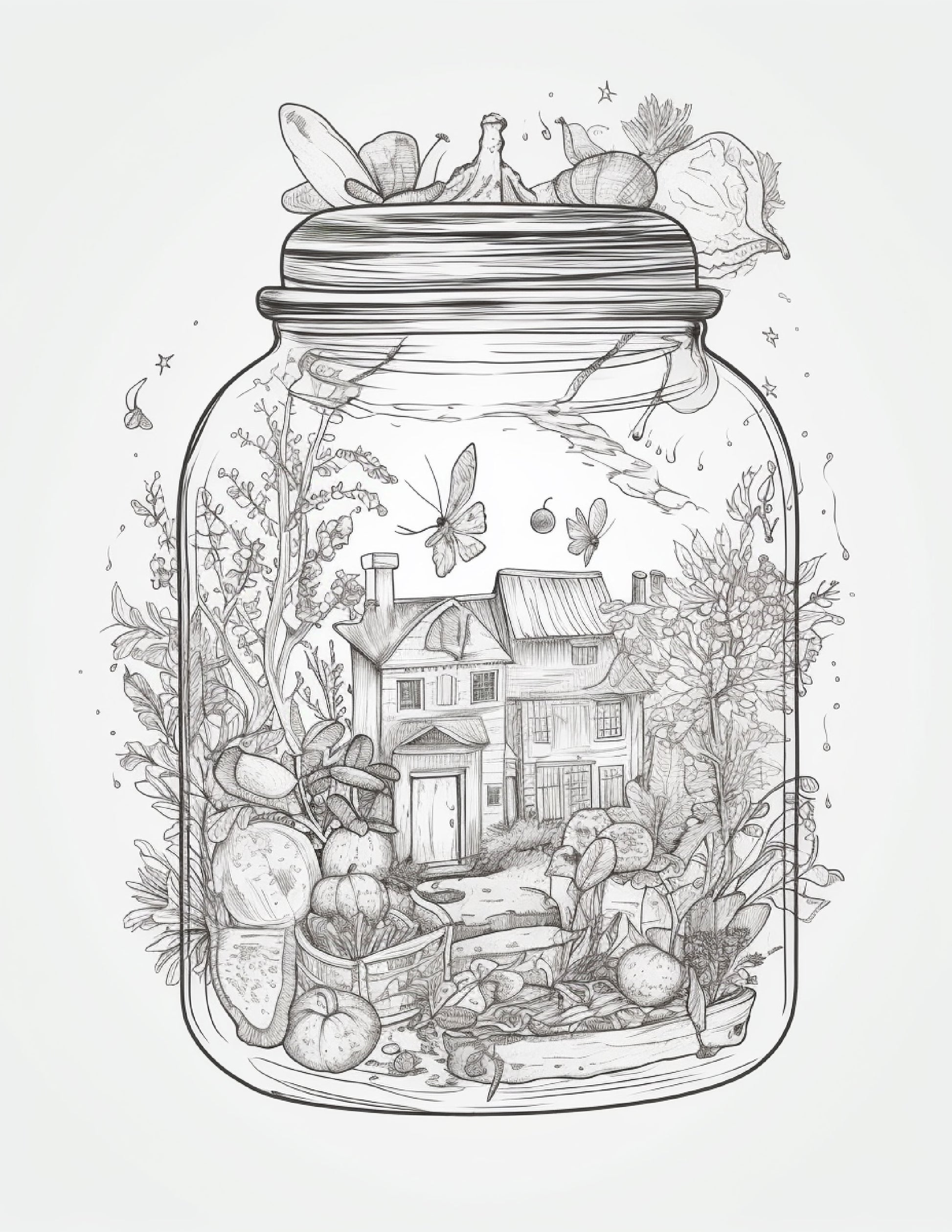 Pãginas para colorear imprimibles de life inside jar para adultos â coloring