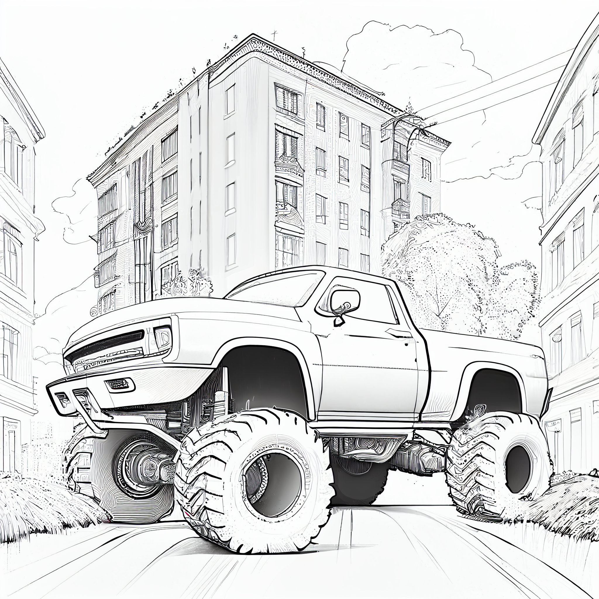 Monster truck coloring book vehicles to draw color and paint pdf file print your own coloring book