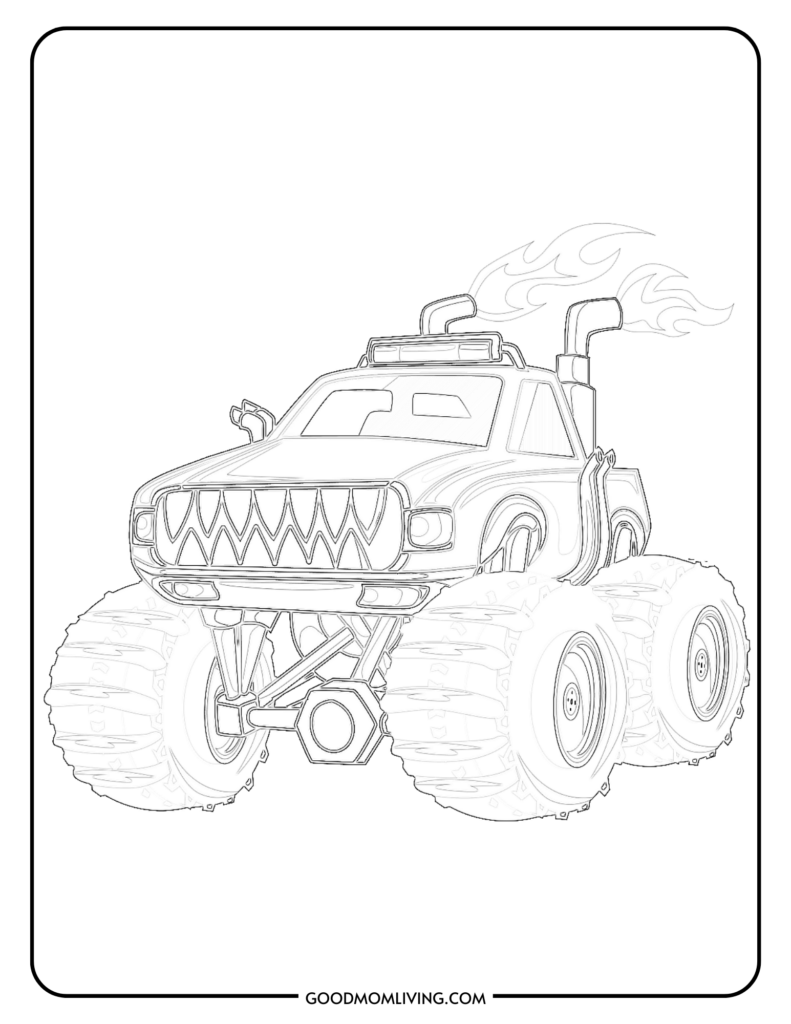 Free printable monster truck coloring pages for kids