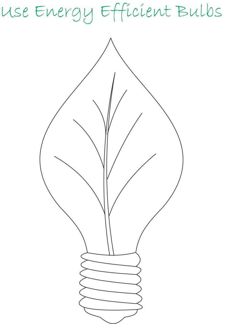 Use energy efficient bulbs coloring page for kids