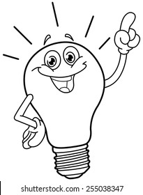 Outlined cartoon light bulb vector illustration stock vector royalty free