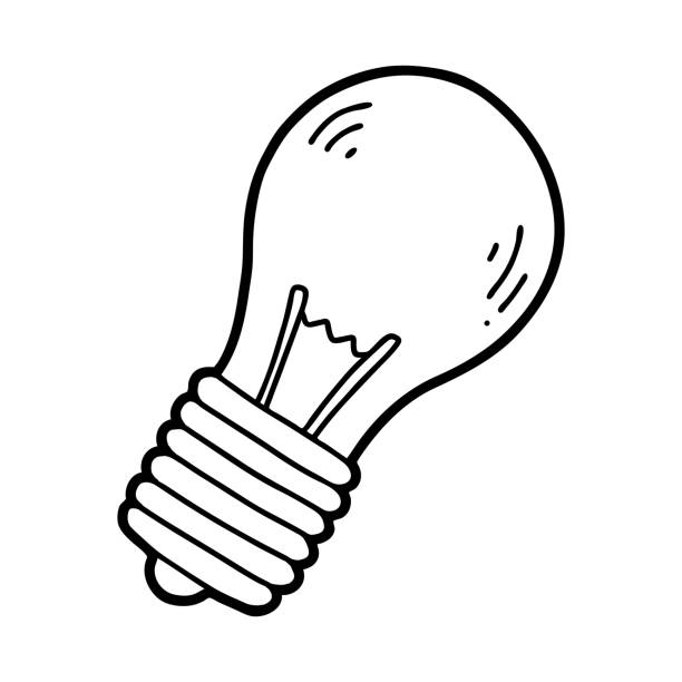 Coloring book incandescent lamp stock illustration