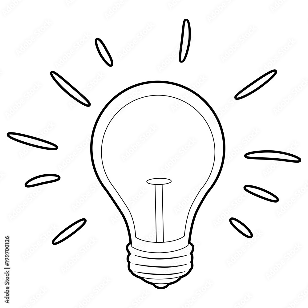 Coloring book outlined light bulb vector