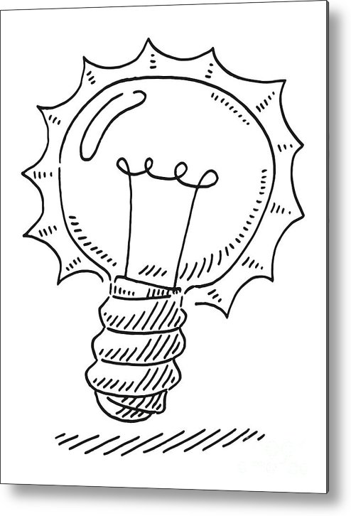 Idea symbol light bulb drawing metal print by frank ramspott