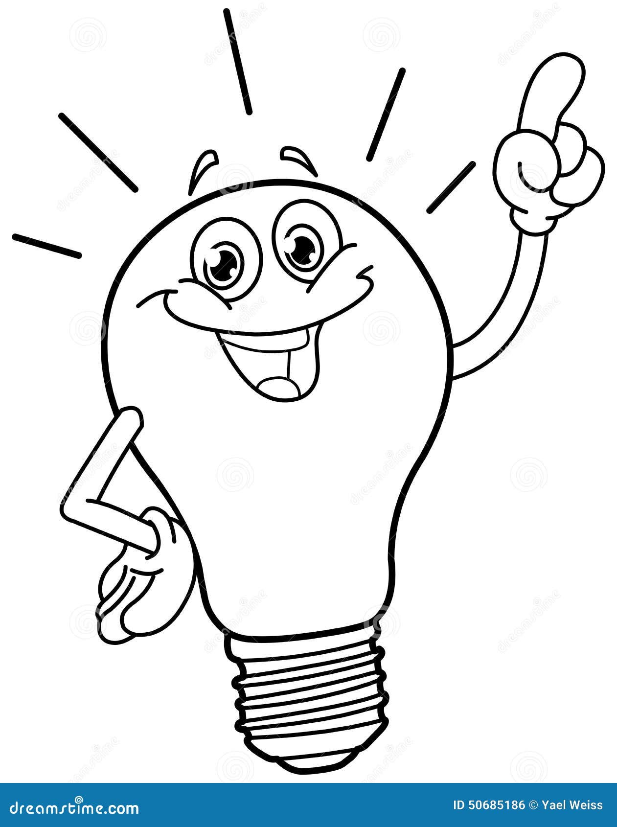 Outlined cartoon light bulb stock vector