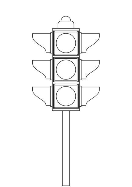 Black and white traffic light clipart coloring page of traffic light stock illustration