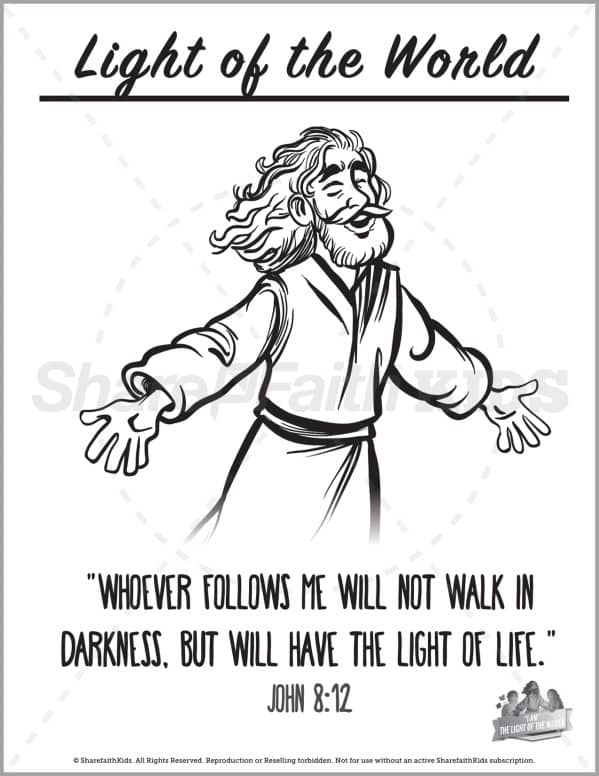John light of the world preschool coloring pages â