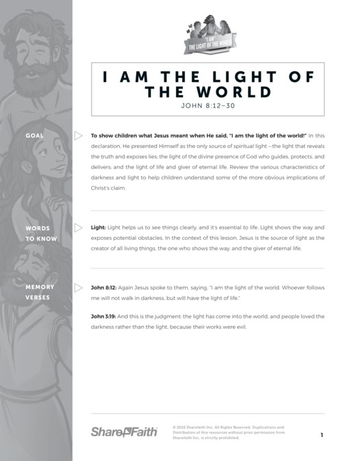 John light of the world sunday school coloring pages clover media