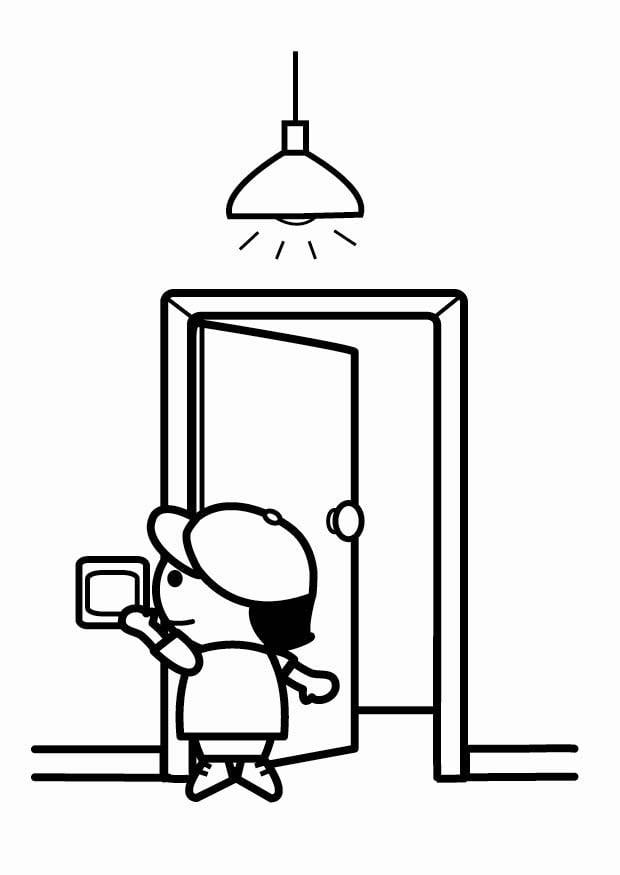 Coloring page to be energy efficient switch off the lights when leaving