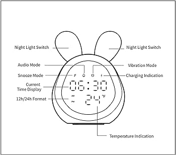 Cozy villa digital alarm clock with night light and temperature display cute alarm clocks for kids toddlers adults pink alarm clock for bedroom home office adjustable volume and brightness home