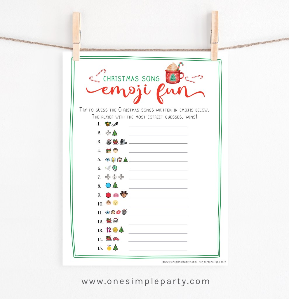Free printable christmas song emoji game