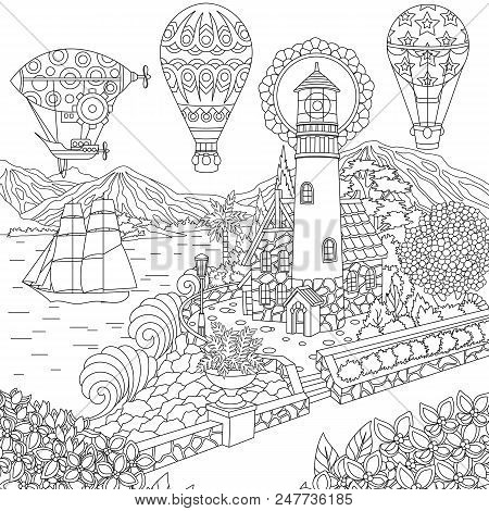 Lighthouse sailing vector photo free trial bigstock