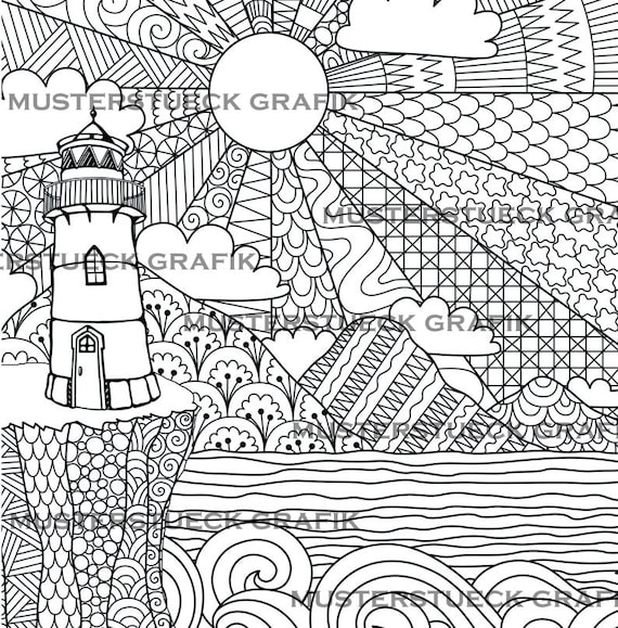 Lighthouses coloring book for adults lighthouses coloring page to print printable coloring pages ocean coloring pages digital download