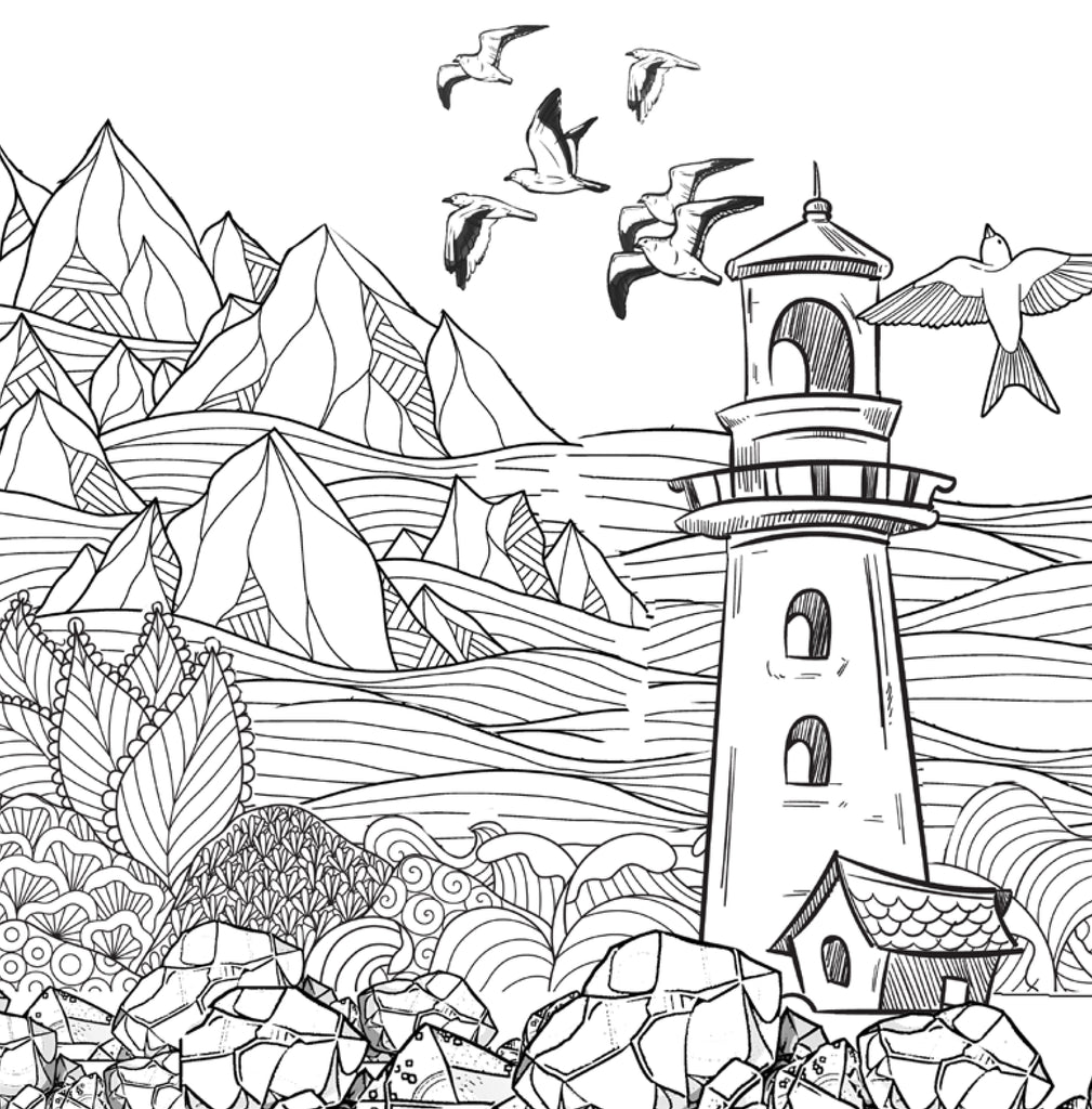 Lighthouses coloring book for adults digital â monsoon publishing usa