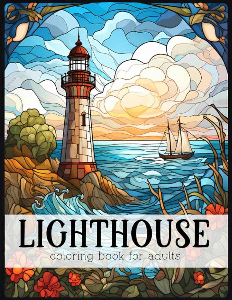 Lighthouse coloring book for adults easy and various lighthouse coloring pages for teens and adults to help relieve stress relaxation and get creative eland joanna books